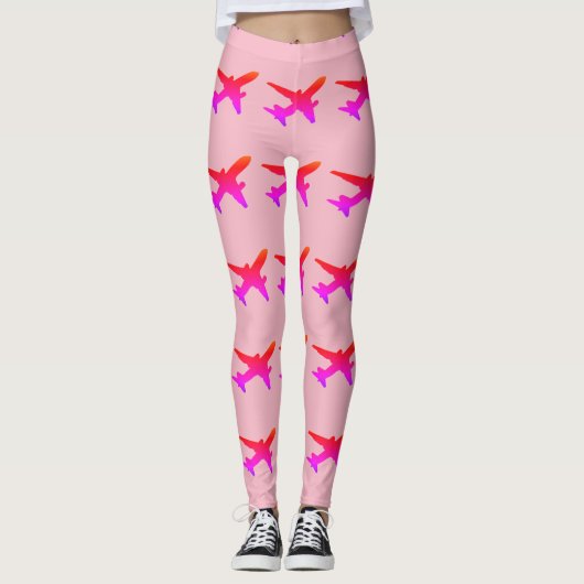 Jet-Silhouette-Regenbogen-Steigung Leggings (Vorderseite)