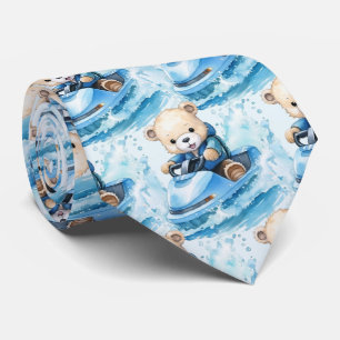 Jet Ski Blue Teddy Bear Neck Tie Krawatte