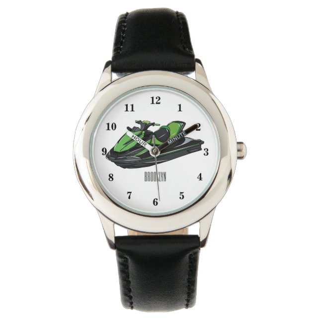 Jet ski Cartoon Illustration Armbanduhr (Vorderseite)