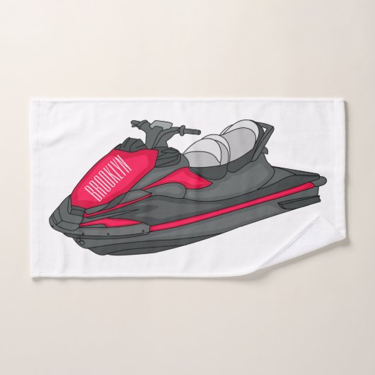 Jet ski Cartoon Illustration Badhandtuch Set (Handtuch)