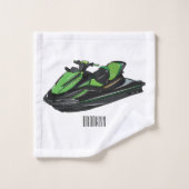 Jet ski Cartoon Illustration Badhandtuch Set (Waschlappen)