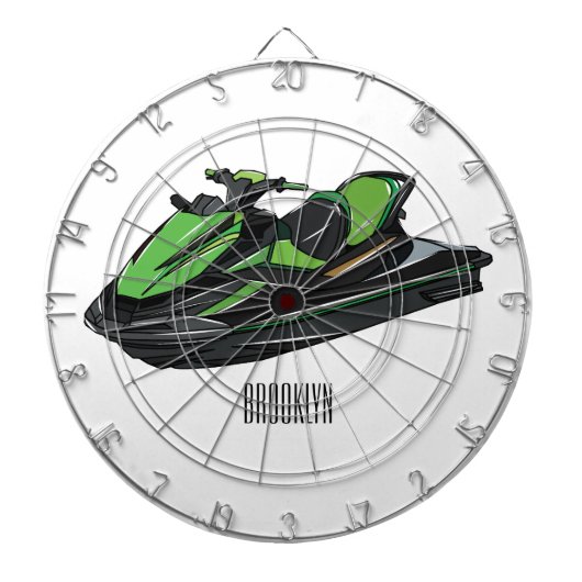 Jet ski Cartoon Illustration Dartscheibe (vorne)