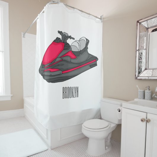 Jet ski Cartoon Illustration Duschvorhang (Beispiel)