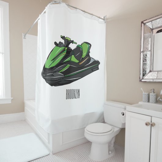 Jet ski Cartoon Illustration Duschvorhang (Beispiel)