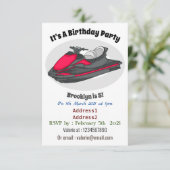 Jet ski Cartoon Illustration Einladung (Stehend Vorderseite)