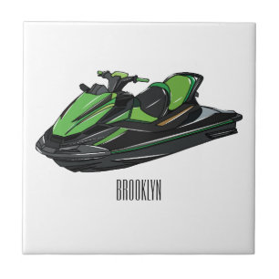 Jet ski Cartoon Illustration Fliese