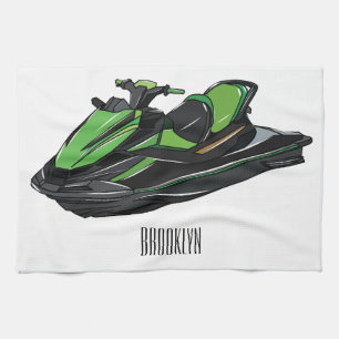 Jet ski Cartoon Illustration Geschirrtuch