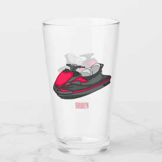 Jet ski Cartoon Illustration Glas (Rückseite)