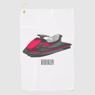 Jet ski Cartoon Illustration Golfhandtuch