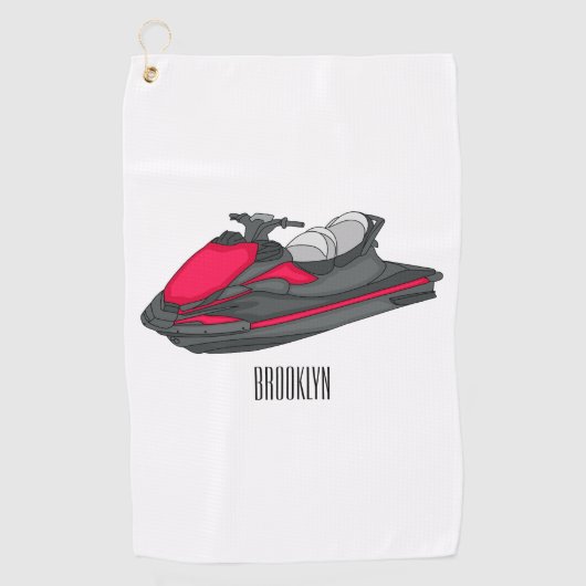 Jet ski Cartoon Illustration Golfhandtuch (Vorderseite)