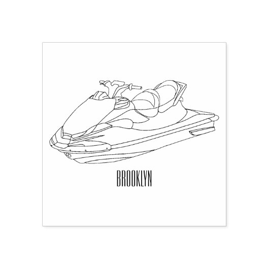 Jet ski Cartoon Illustration Gummistempel (Prägung)