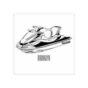 Jet ski Cartoon Illustration Gummistempel