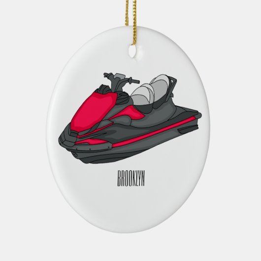 Jet ski Cartoon Illustration Keramik Ornament (Rechts)