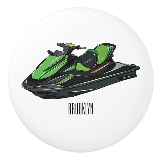 Jet ski Cartoon Illustration Keramikknauf (Vorderseite)