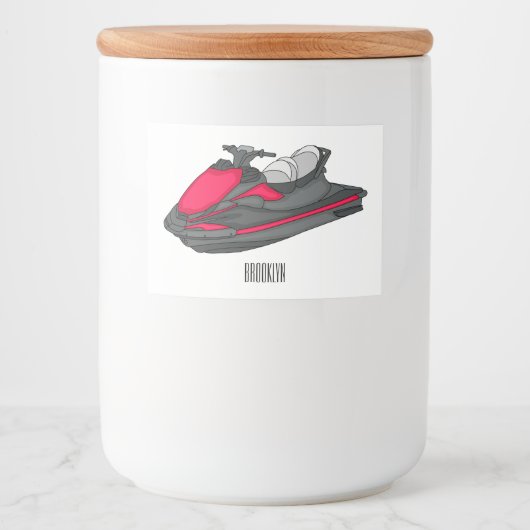 Jet ski Cartoon Illustration Lebensmitteletikett (Vorderseite)