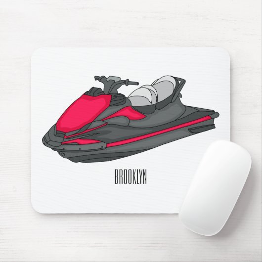 Jet ski Cartoon Illustration Mousepad (Mit Mouse)