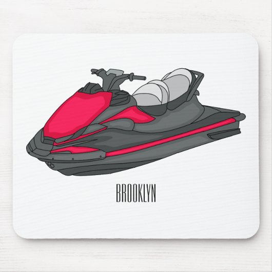 Jet ski Cartoon Illustration Mousepad (Vorne)