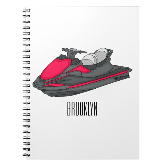 Jet ski Cartoon Illustration Notizblock (Vorderseite)