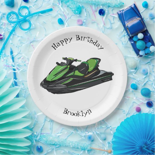 Jet ski Cartoon Illustration Pappteller (Party)