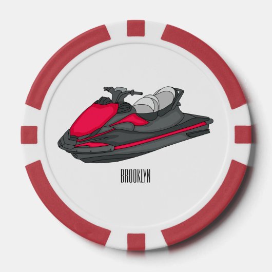 Jet ski Cartoon Illustration Pokerchips (Vorderseite)