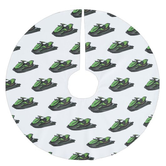 Jet ski Cartoon Illustration Polyester Weihnachtsbaumdecke (Vorderseite)