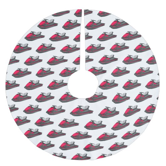 Jet ski Cartoon Illustration Polyester Weihnachtsbaumdecke (Vorderseite)