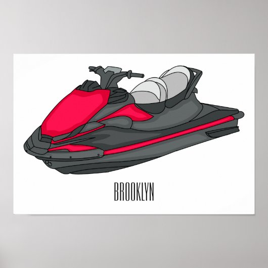 Jet ski Cartoon Illustration Poster (Vorne)