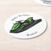 Jet ski Cartoon Illustration Runder Pappuntersetzer (Angewinkelt)