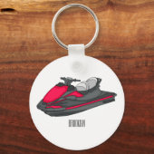 Jet ski Cartoon Illustration Schlüsselanhänger (Vorderseite)