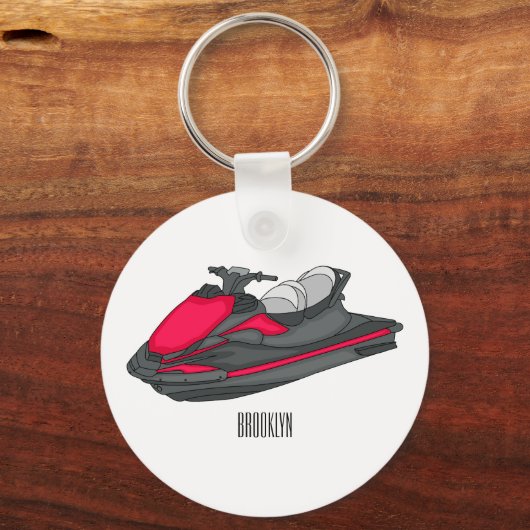 Jet ski Cartoon Illustration Schlüsselanhänger (Vorderseite)
