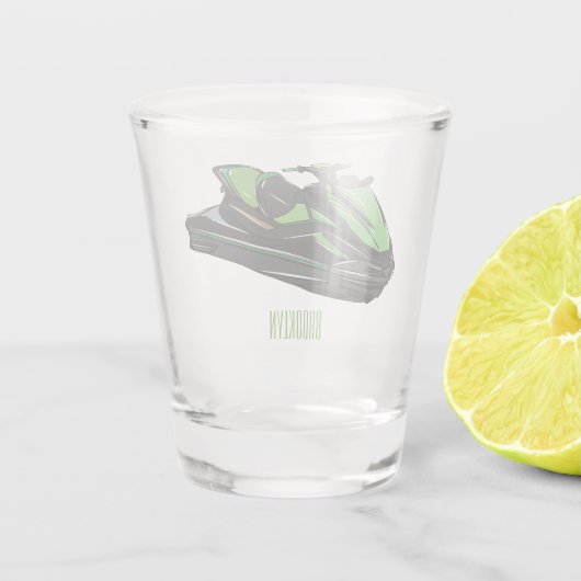 Jet ski Cartoon Illustration Schnapsglas (Rückseite)