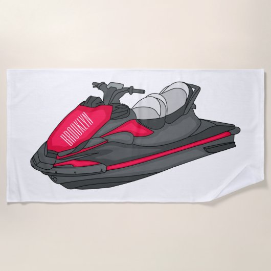 Jet ski Cartoon Illustration Strandtuch (Vorderseite)