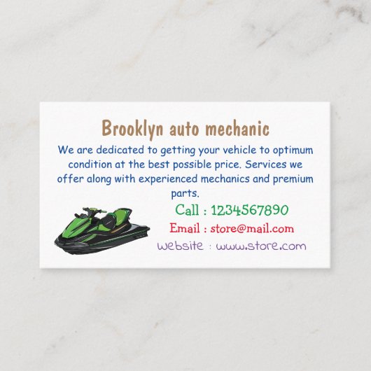 Jet ski Cartoon Illustration Visitenkarte (Vorderseite)