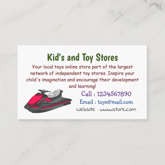 Jet ski Cartoon Illustration Visitenkarte (Vorderseite)