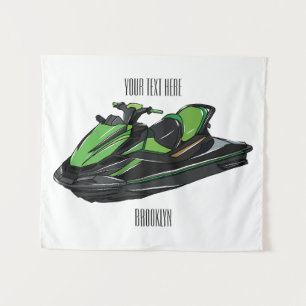Jet ski Cartoon Illustration Wandteppich