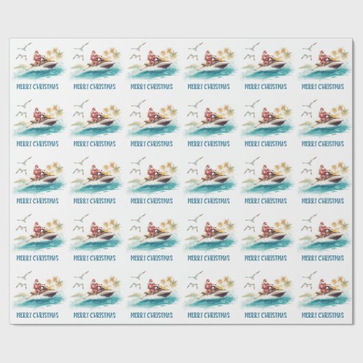 Jet Ski Christmas Holiday with Santa Claus Geschenkpapier (Flach)