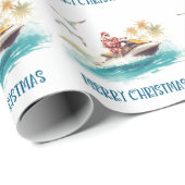 Jet Ski Christmas Holiday with Santa Claus Geschenkpapier (Rolleneckpunkt)