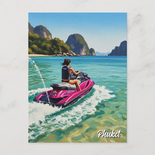 Jet Ski in Phuket Patong Beach Thailand Reisen Postkarte (Vorderseite)