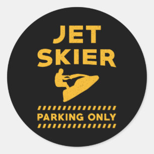 Jet Ski Jet Skier Parkplatz nur Wasserstrahl Skifa Runder Aufkleber