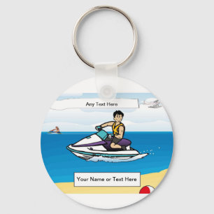 Jet Ski - Männlicher Cartoon von PrintedPerfection Schlüsselanhänger