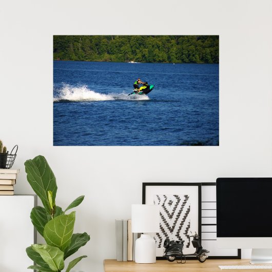 Jet Ski on Lake Poster (Heimbüro)