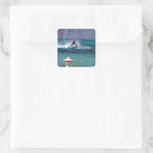 Jet-Ski-Paradies Quadratischer Aufkleber (Tasche)