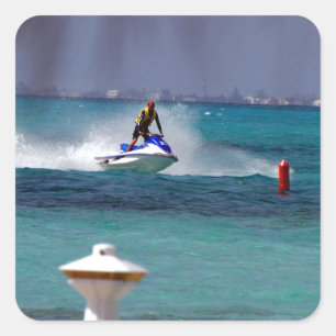Jet-Ski-Paradies Quadratischer Aufkleber