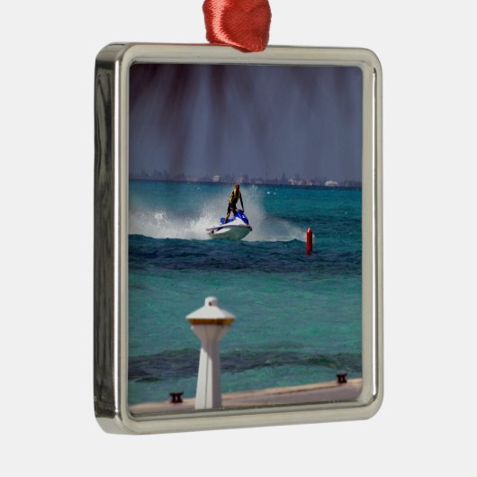 Jet Ski Paradise Silbernes Ornament (Rechts)