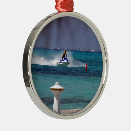 Jet Ski Paradise Silbernes Ornament (Rechts)