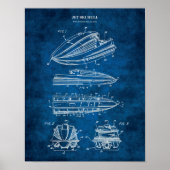 Jet Ski Patent Blueprint Watersport Geschenk Poster (Vorne)