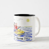 Jet Ski Riding Couple Cartoon von PrintedPerfectio Zweifarbige Tasse (VorderseiteRechts)