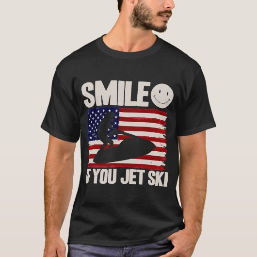 Jet Ski Smile Wenn Sie jet Ski American Flag T-Shirt (Vorderseite)