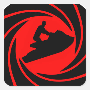 JET-SKI-SPIEL QUADRATISCHER AUFKLEBER