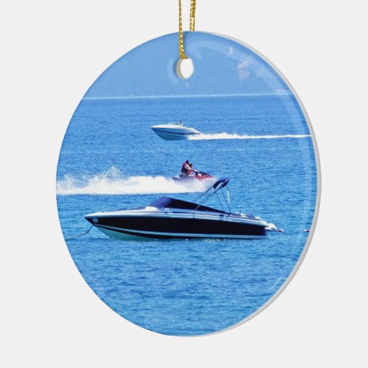 Jet-Ski und -boote im Ozean Keramikornament (Links)